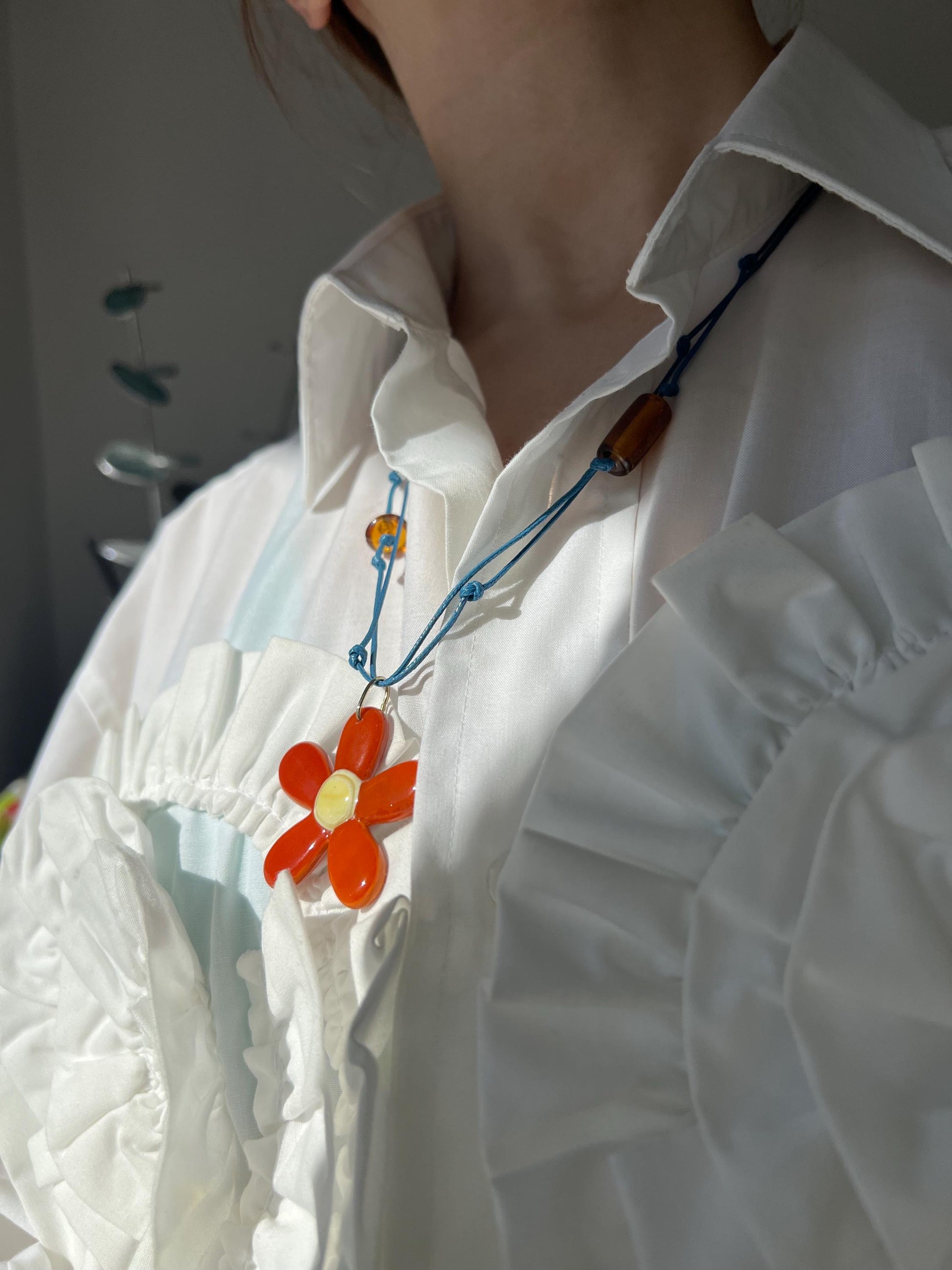 Fused Glass Daisy Necklace: Large Floral Pendant, Botanical Jewelry