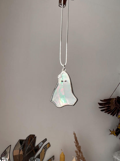 Tiny glass ghost pendant perfect for Halloween or unique home decor