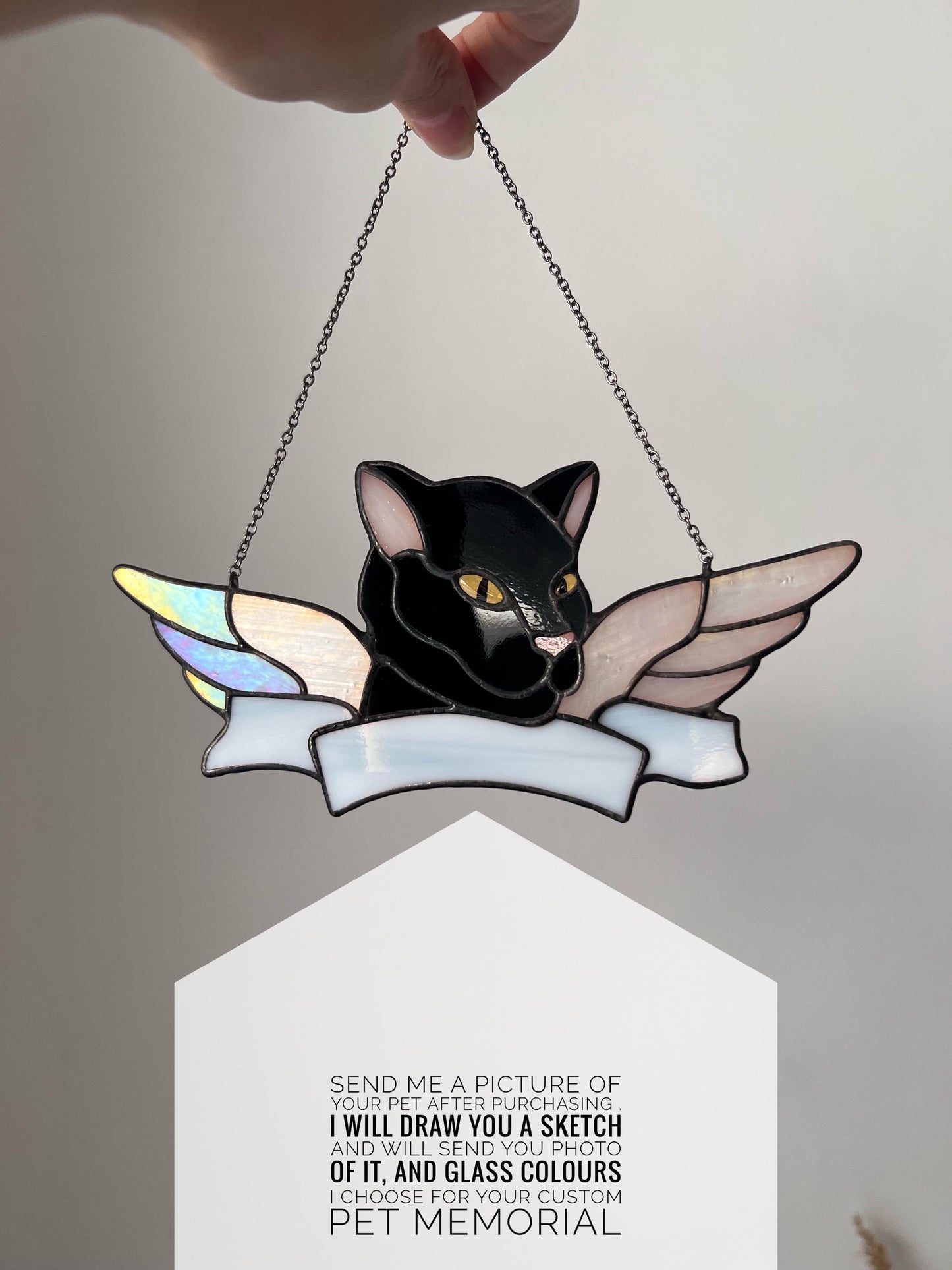 Custom pet loss ornament showing name placement zones