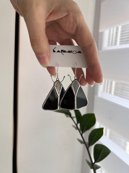 Minimalist stained glass jewelry black moth design