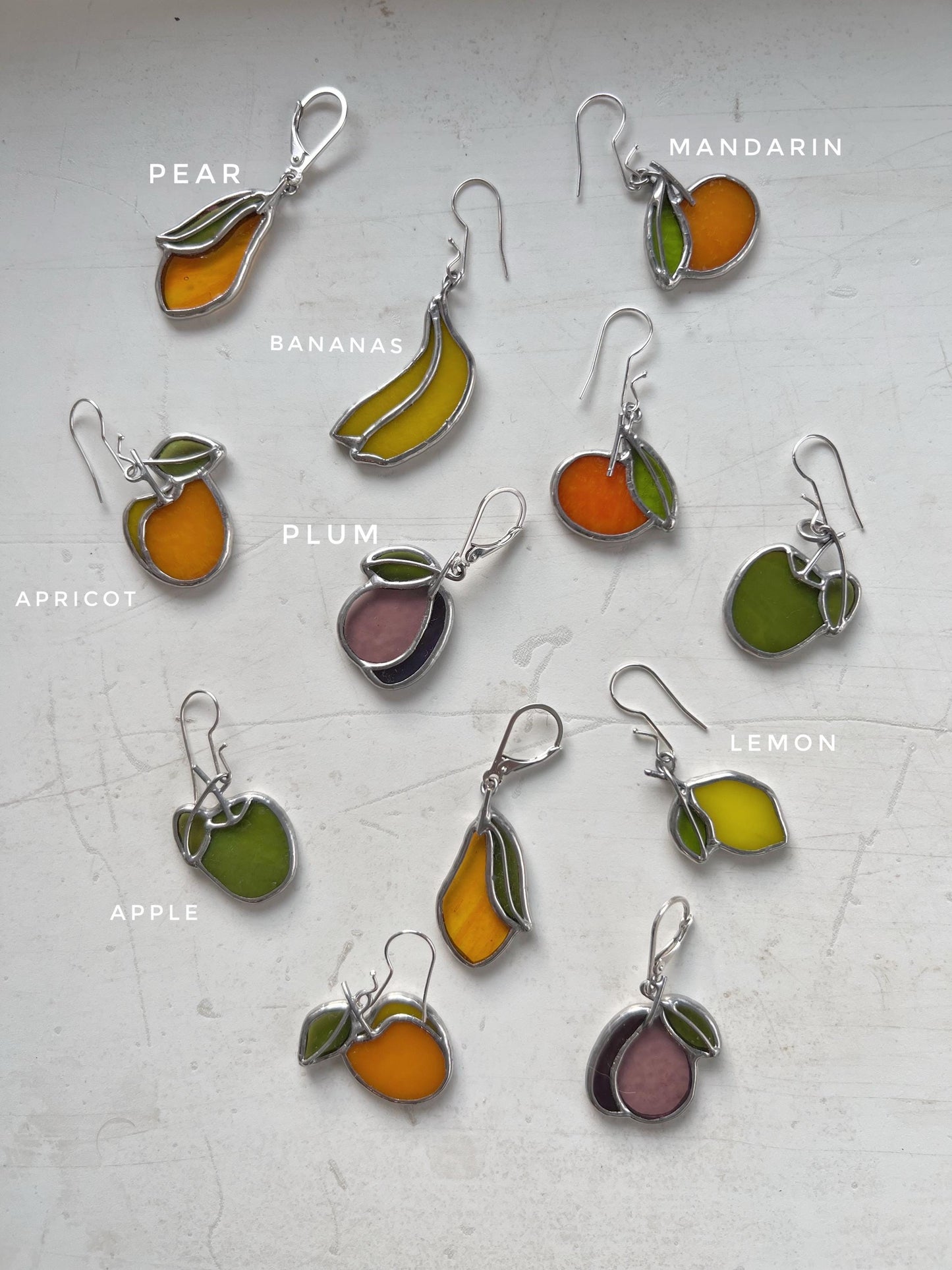 Minimalist stained glass fruit jewelry eco friendly