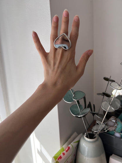 Handmade Trendy Cocktail Ring with Mirror Heart
