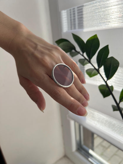 Statement stained glass ring, modern style