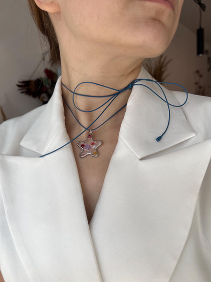 Stained glass marine necklace inspired by the sea