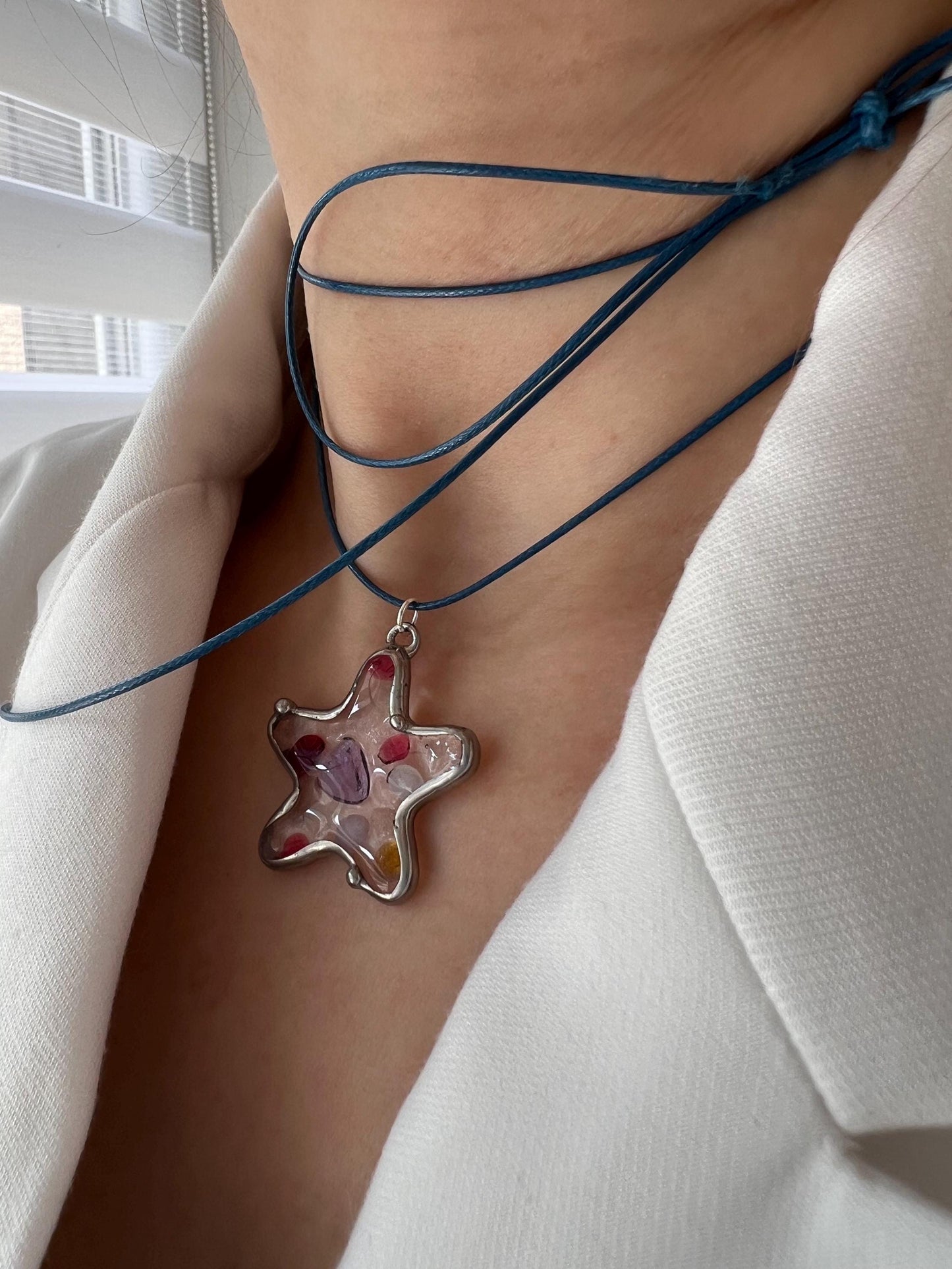 Cute glass starfish charm necklace for beach lovers