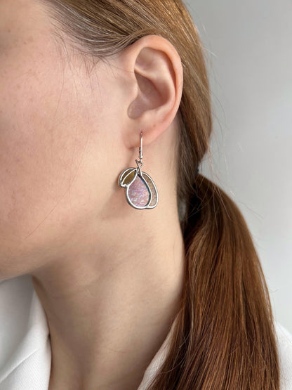 Plum stained glass earrings colorful kawaii style