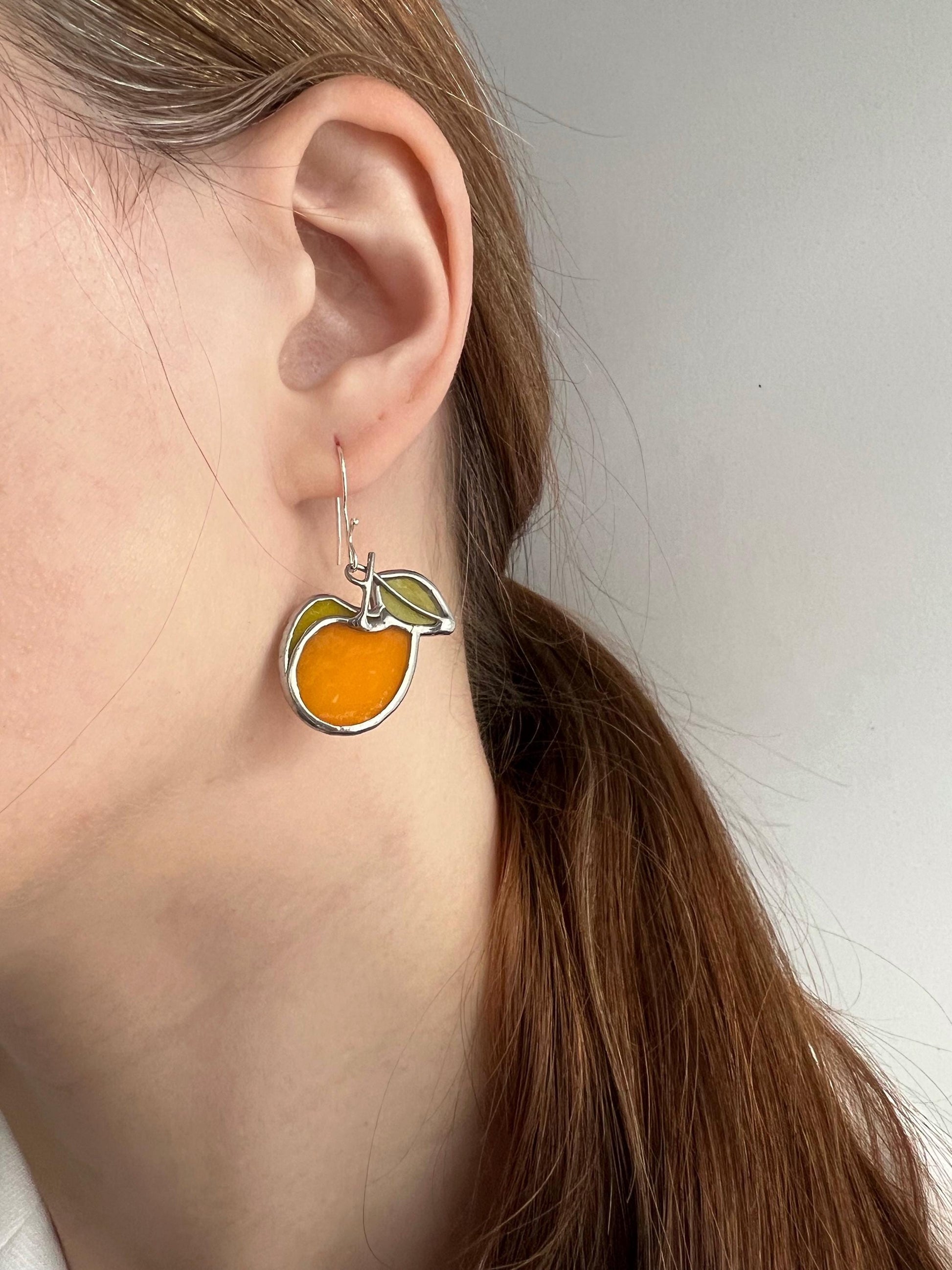 Apricot glass earrings best friend present