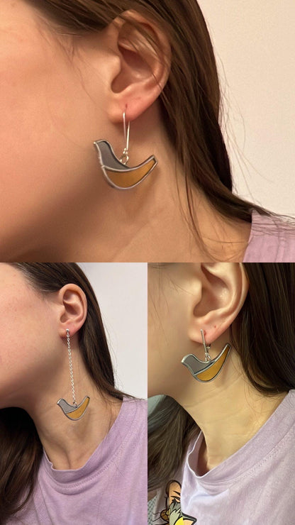 Statement glass bird earrings nature inspired jewelry