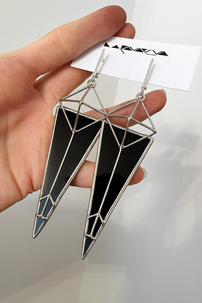 Gothic Black Earrings – Witchy Geometric Dangles