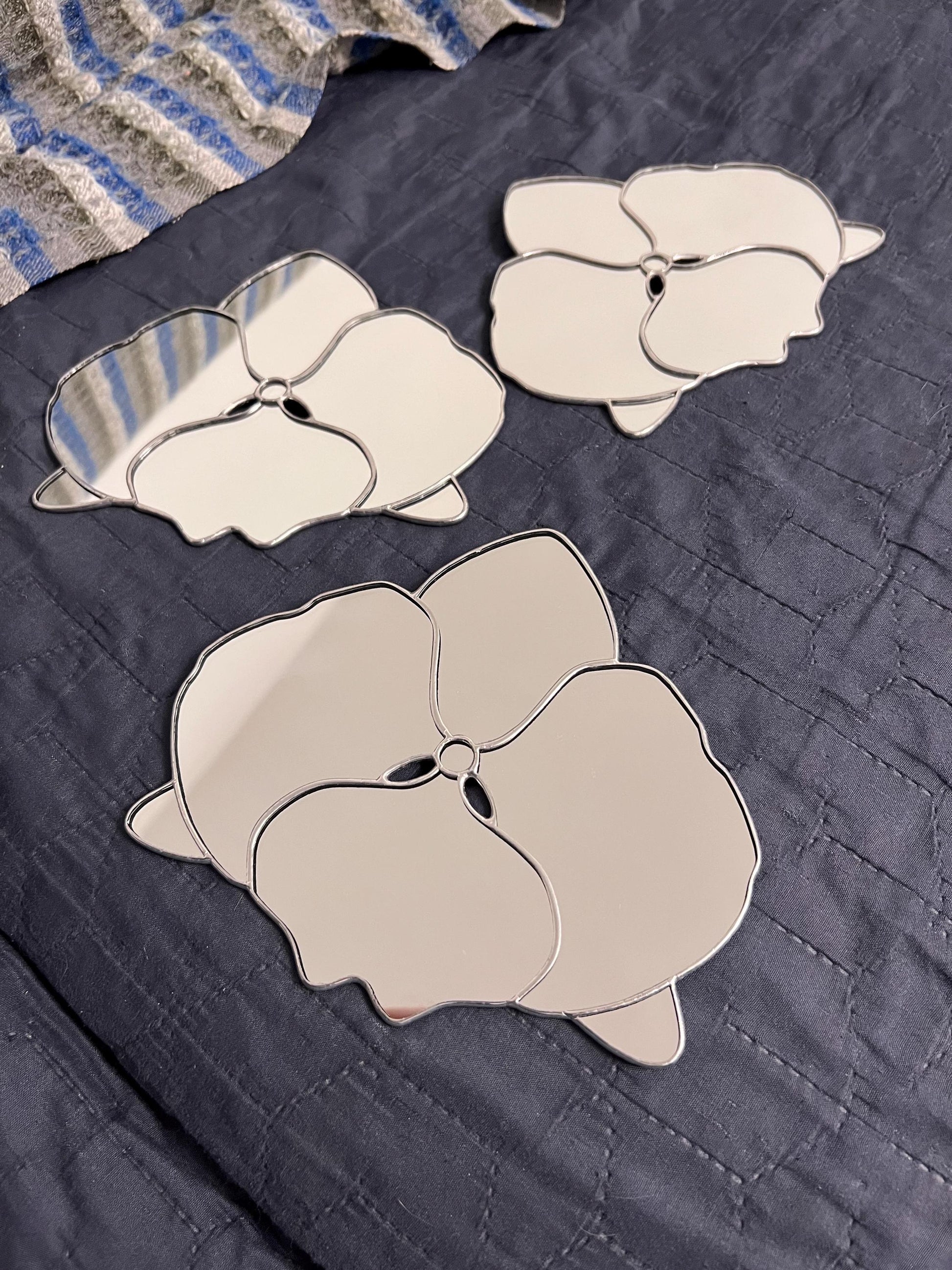 Stained Glass Flower Mirror: Unique Orchid Wall Hanging