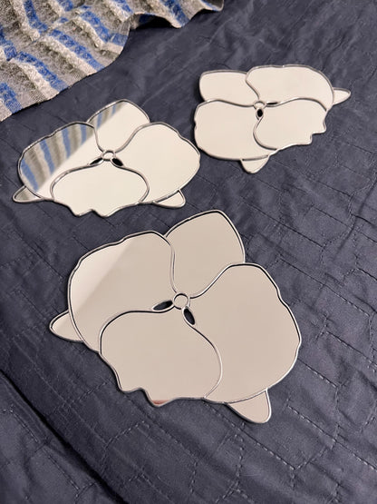 Stained Glass Flower Mirror: Unique Orchid Wall Hanging