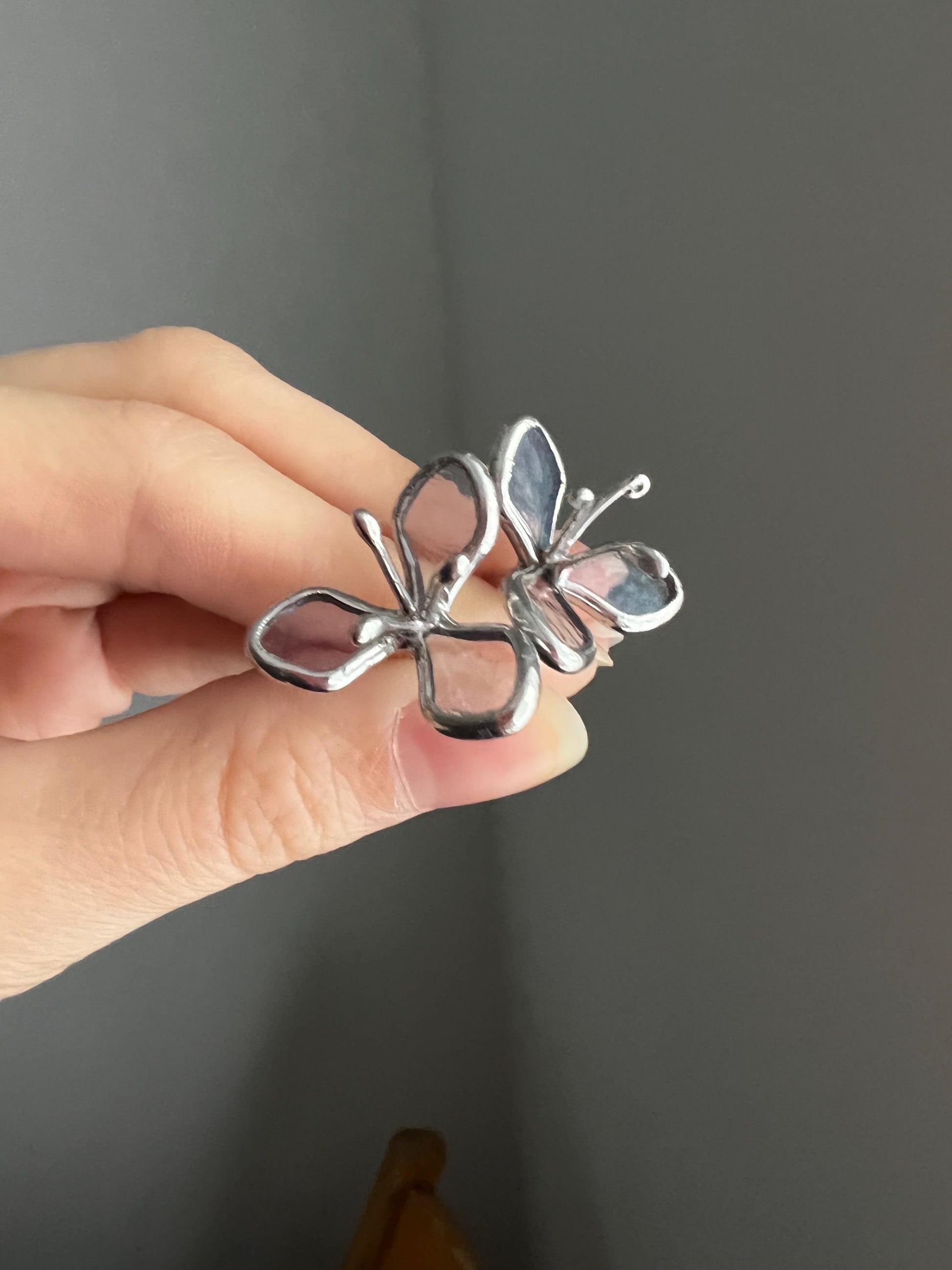 Blue Hydrangea Stained Glass Earrings – Artistic Handmade Floral Gift