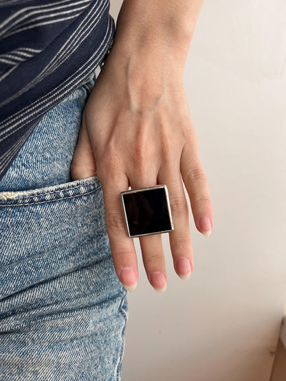 minimalist jewelry for her black square ring
glass square ring gift for women