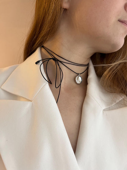Mirror Choker Necklace • Stained Glass Protection Pendant