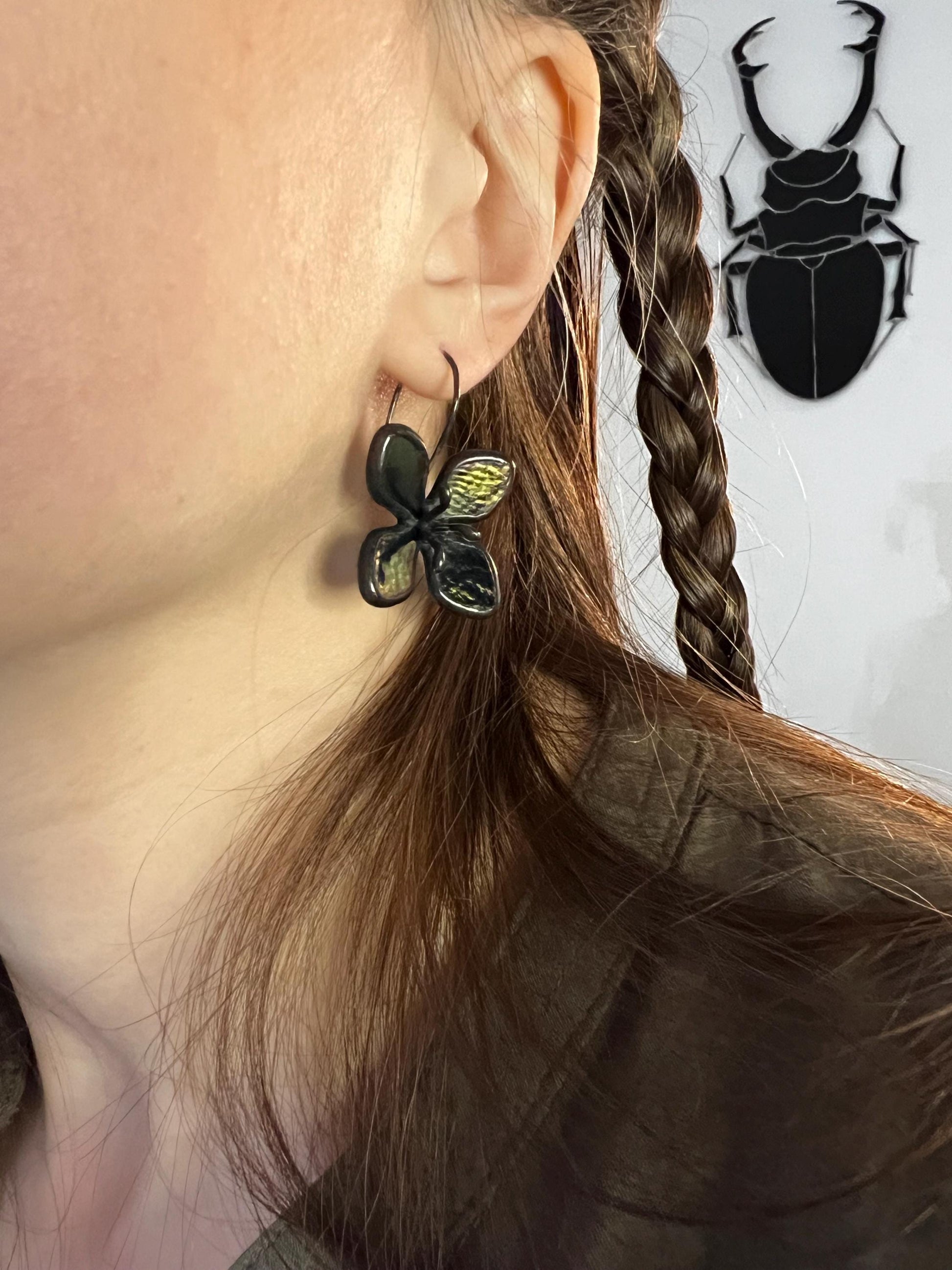 dark hydrangea earrings natural inspired floral accessory