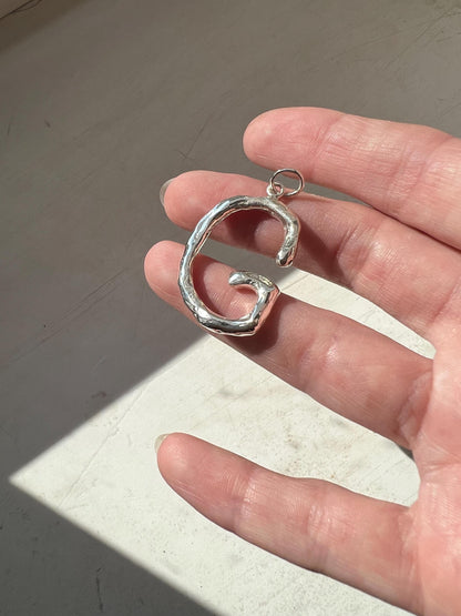 925 Silver Bubble Letter Pendant: Custom Initial Cord Necklace