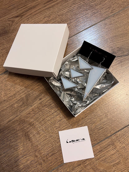 Asymmetric Stained Glass Triangle Earrings: Modern Geometric Dangle