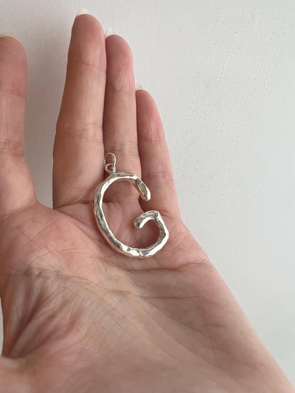 925 Silver Bubble Letter Pendant: Custom Initial Cord Necklace