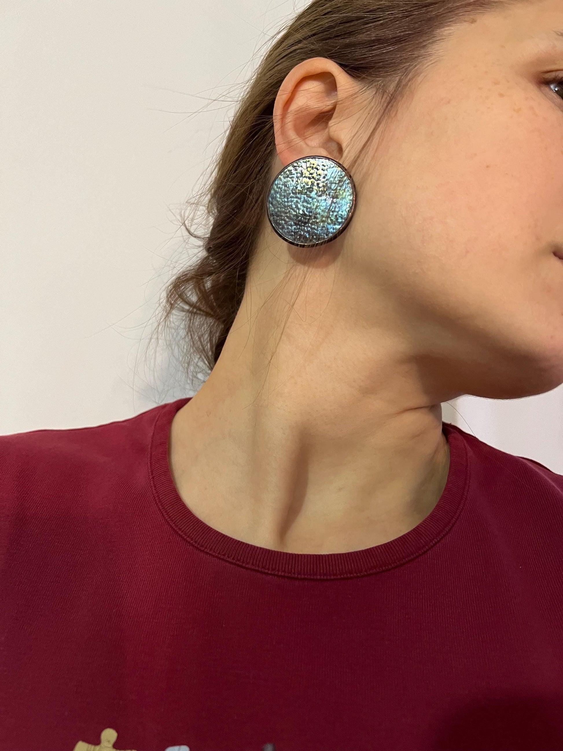 Handcrafted Big Circle Stud Earrings: Geometric Enamel Statement Jewelry