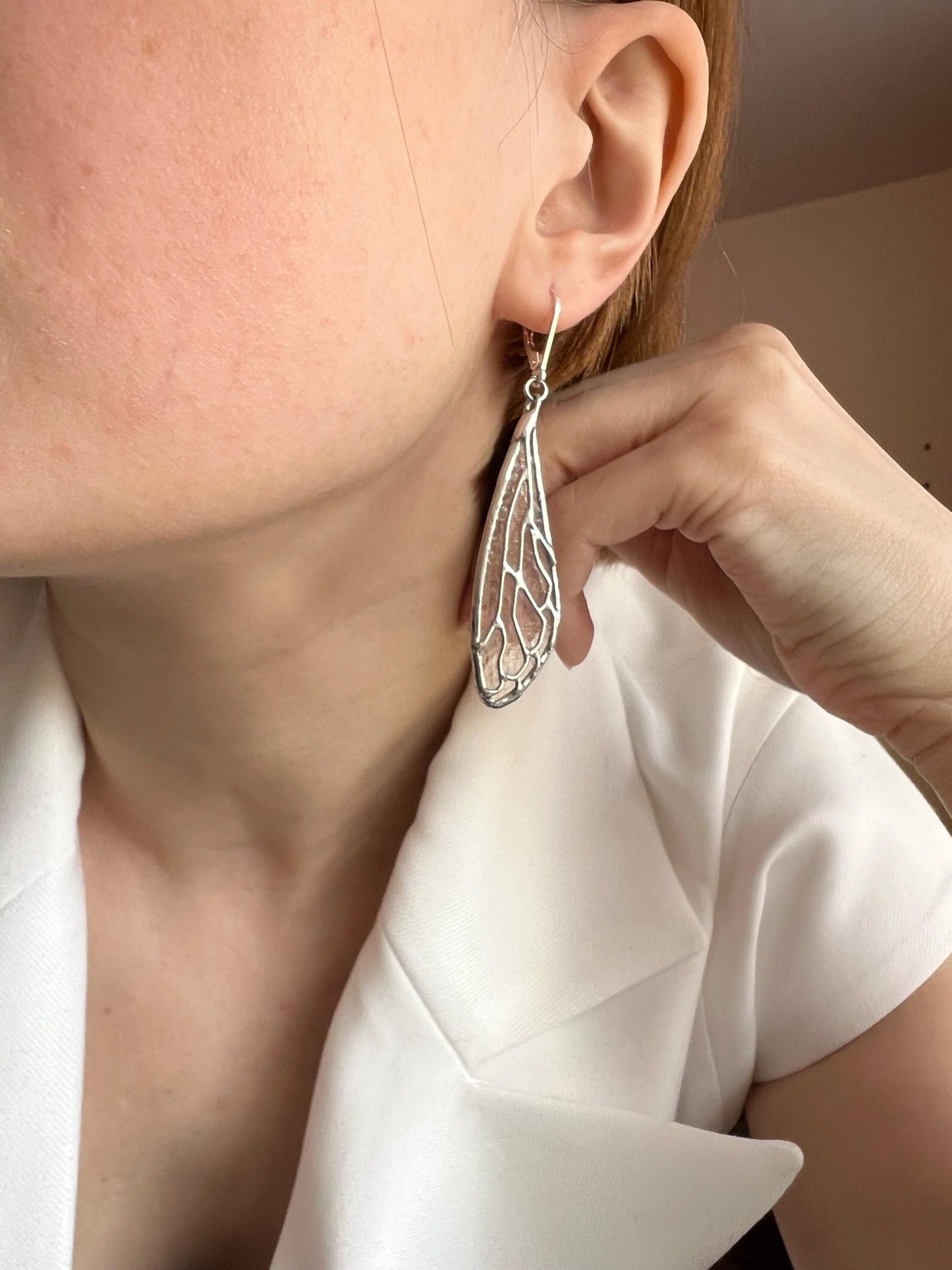 handmade cicada earrings worn natural style