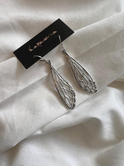 stained glass cicada wing earrings silver dangle jewelry