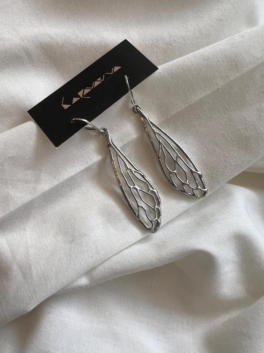 stained glass cicada wing earrings silver dangle jewelry