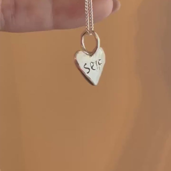 Sterling Silver Puffy Heart Necklace – Personalized Minimal Love Pendant