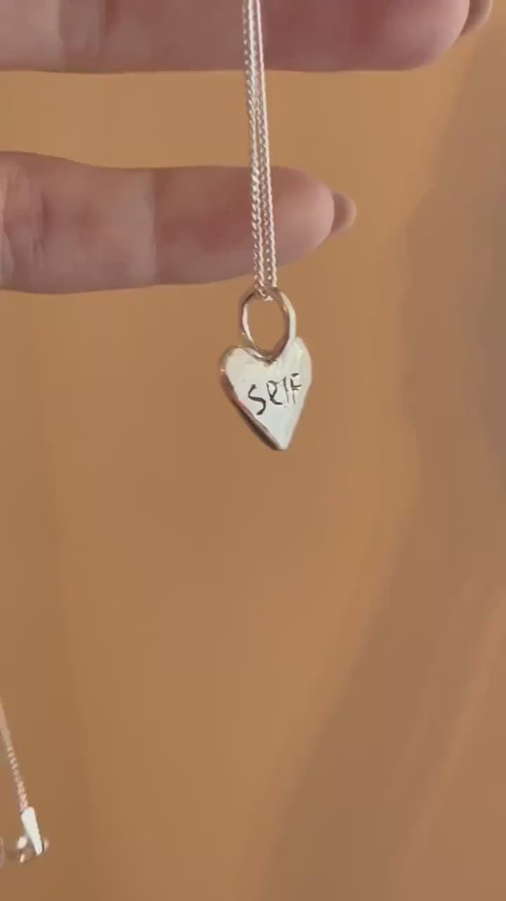 Sterling Silver Puffy Heart Necklace – Personalized Minimal Love Pendant