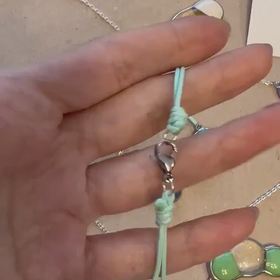Fused Stained Glass Molecule Necklace: Colorful Orb Pendant