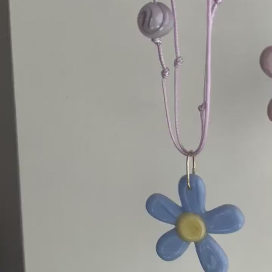 Fused Glass Daisy Necklace: Large Floral Pendant, Botanical Jewelry