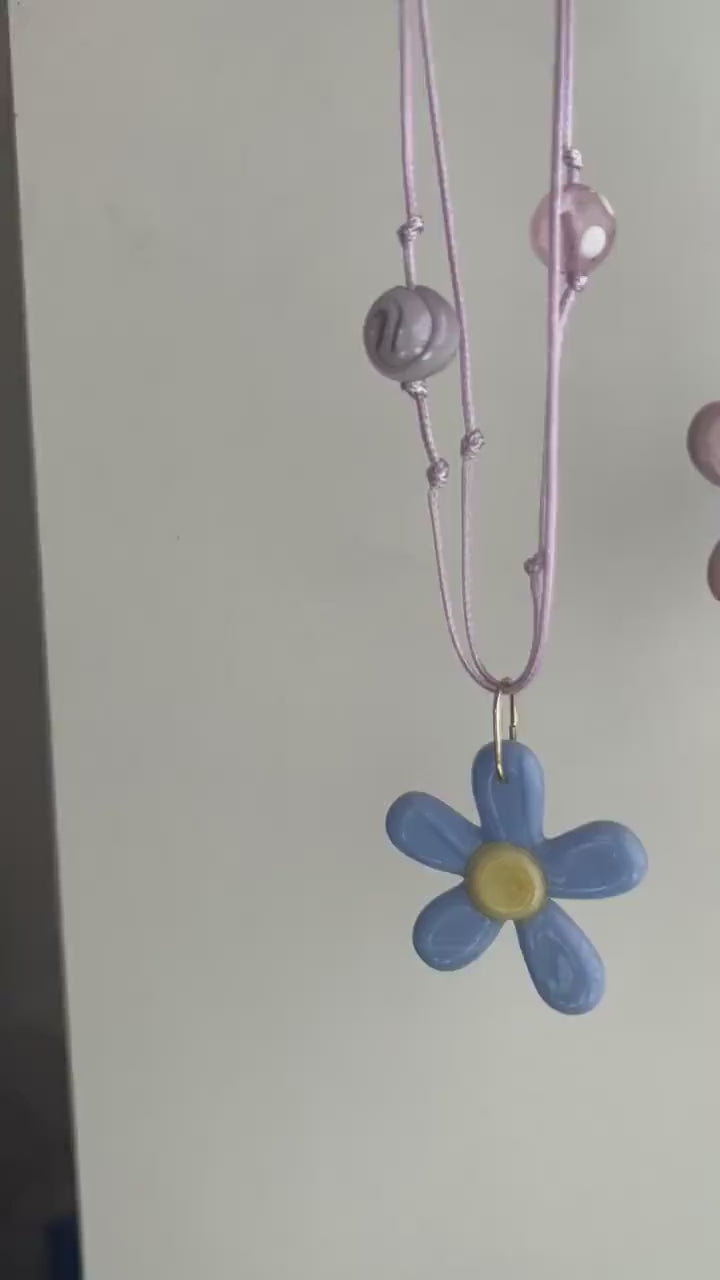 Fused Glass Daisy Necklace: Large Floral Pendant, Botanical Jewelry