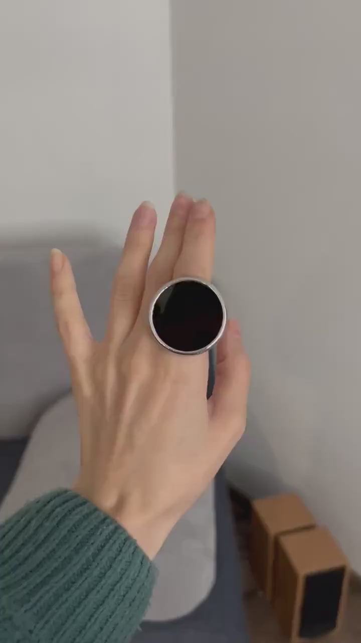 Statement Black Disc Ring: Chunky Gothic Jewelry Bold cocktail oversized piece