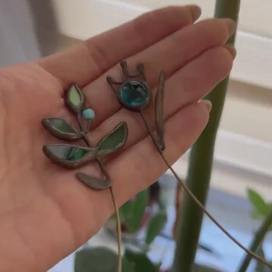 Stained Glass Flower Pin: Copper Wire Wrapped Brooch