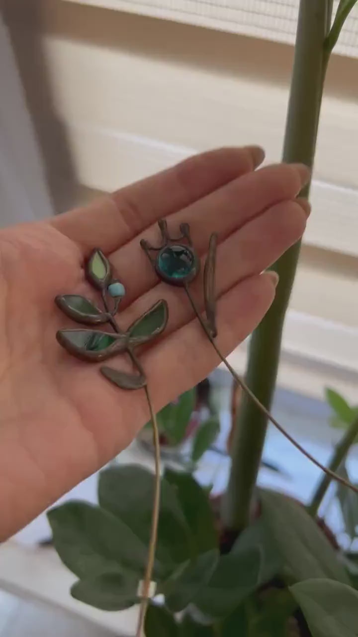Stained Glass Flower Pin: Copper Wire Wrapped Brooch