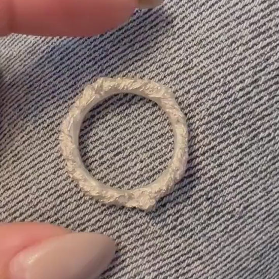 Sterling Silver Textured Ring: Rustic Hammered Crumpled Band