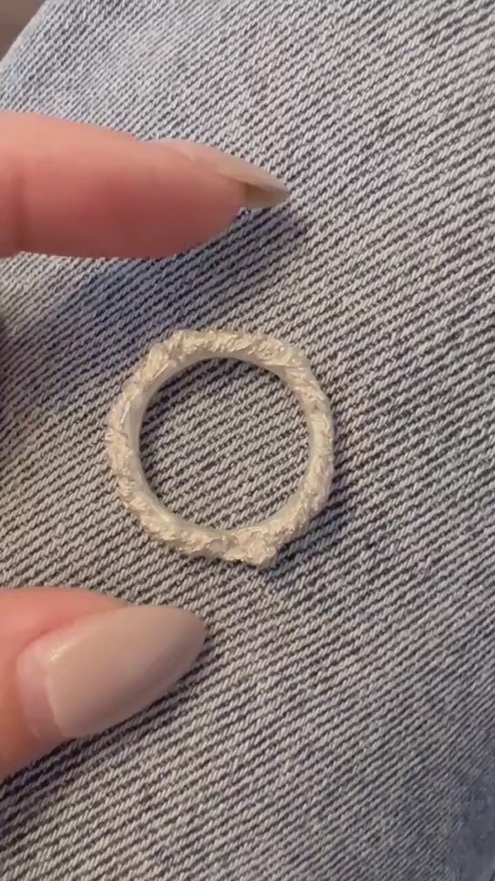 Sterling Silver Textured Ring: Rustic Hammered Crumpled Band
