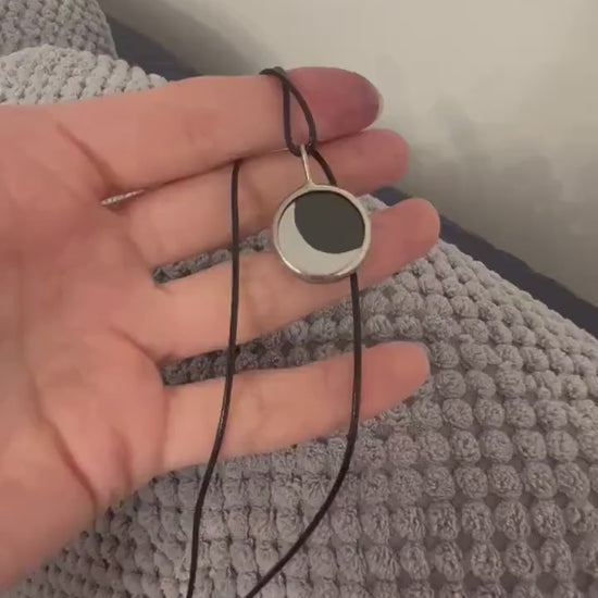 Moon Phase Glass Pendant Necklace: Solar System Jewelry