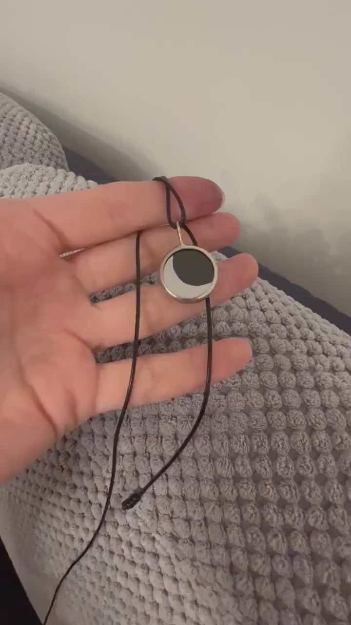Moon Phase Glass Pendant Necklace: Solar System Jewelry