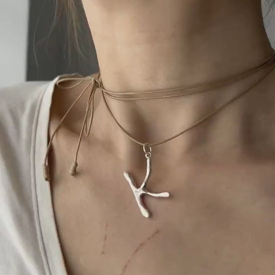 Sterling Silver Initial Necklace: Bubble Letter Monogram Pendant