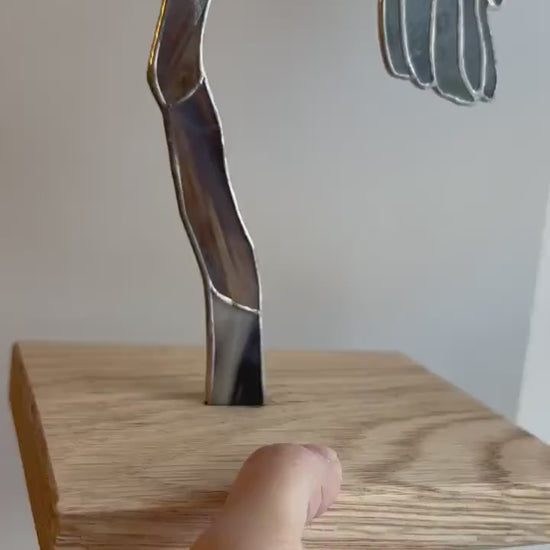 Stained Glass Black Crow – Handmade Bird Decor, Gothic Shelf Ornament