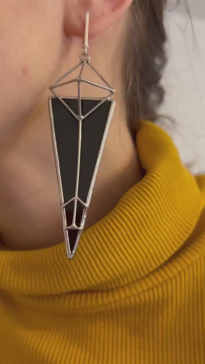 Gothic Black Earrings – Witchy Geometric Dangles