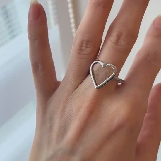 Stained Glass Heart Ring: Chunky Handmade Statement Ring
