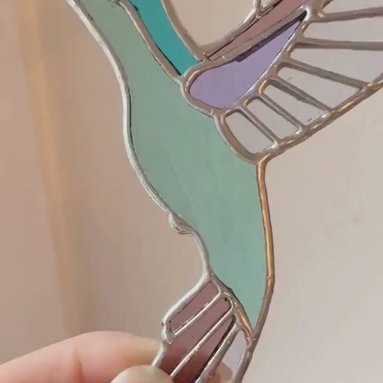 Stained Glass Hummingbird Suncatcher: Colorful Bird Decor