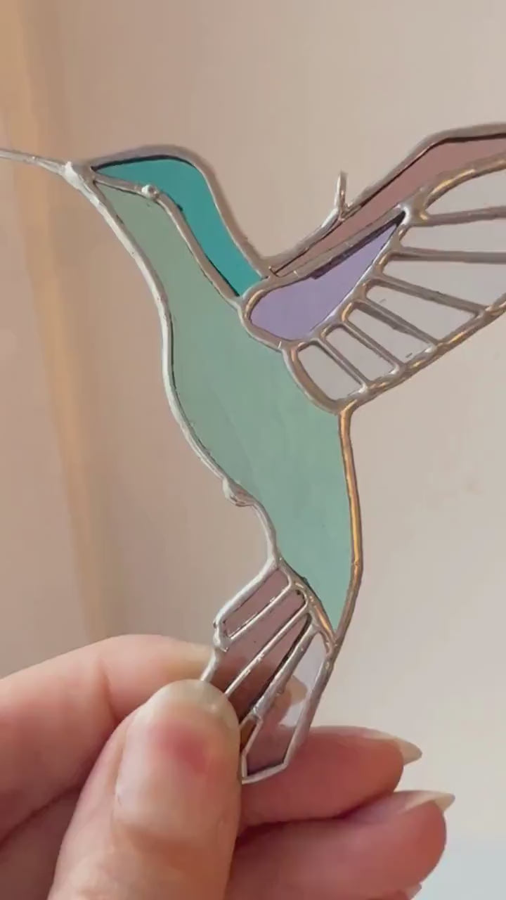 Stained Glass Hummingbird Suncatcher: Colorful Bird Decor