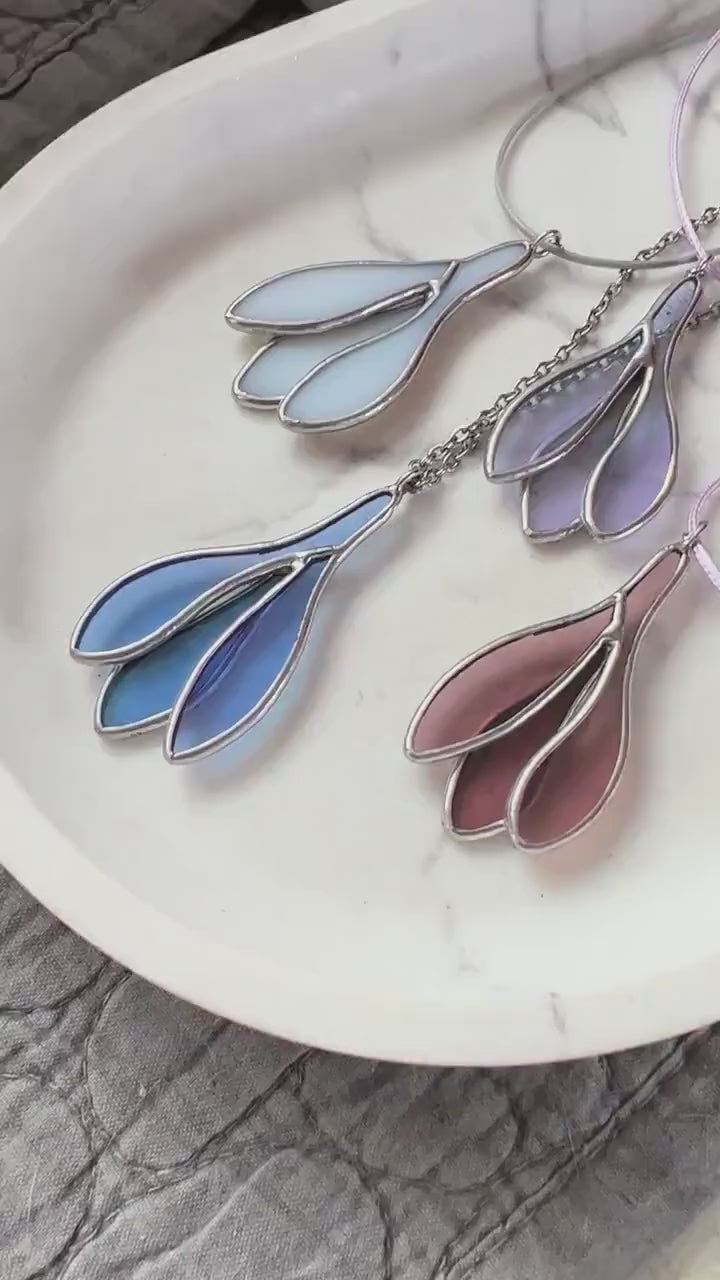 Stained Glass Crocus Pendant Necklace: Handmade Floral Jewelry