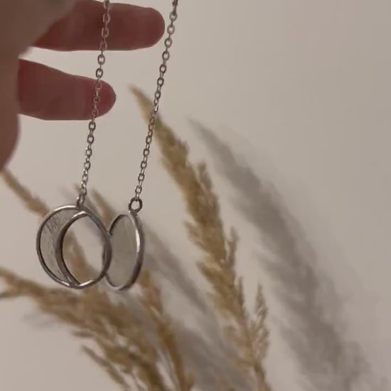 Sun & Moon Phase Earrings – Asymmetric Stained Glass Dangles