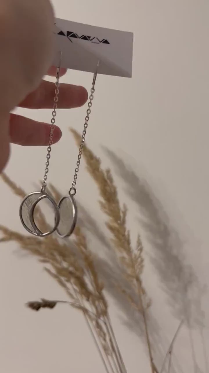 Sun & Moon Phase Earrings – Asymmetric Stained Glass Dangles