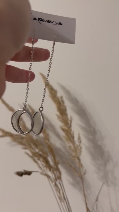 Sun & Moon Phase Earrings – Asymmetric Stained Glass Dangles