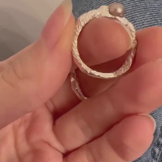 Sterling Silver Pearl Ring: Dainty Stacking Jewelry