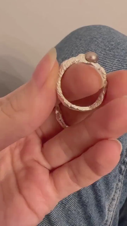 Sterling Silver Pearl Ring: Dainty Stacking Jewelry